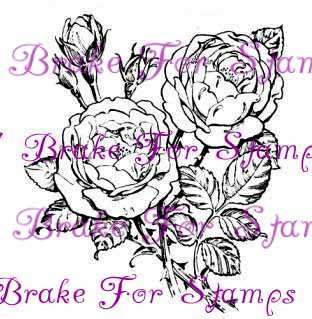 June's Rose Birth month flower rubber stamp EA110J