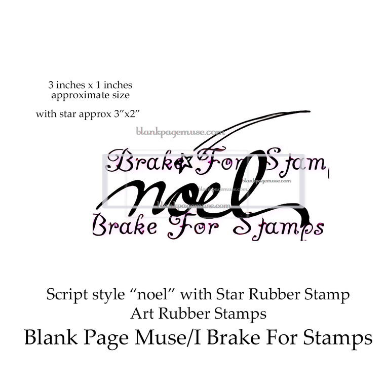 Noel with Star Script style word art rubber stamp 