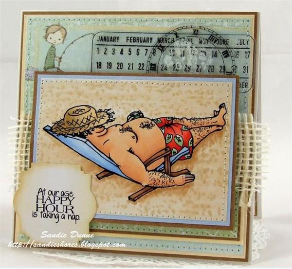 Beach Baby Burt Humorous Seniors rubber stamp