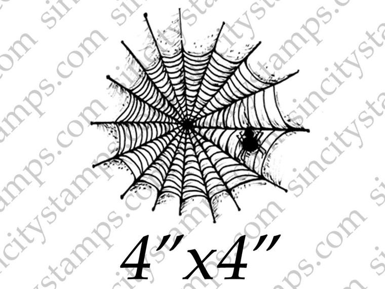 Halloween Cobweb with Spider Art Rubber Stamp SC37-01 by Pam Bray Designs
