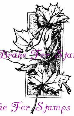 Framed Leaf Foliage rubber stamp