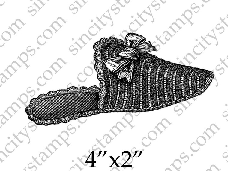 Vintage Slipper with Bow Art Rubber Stamp SC46-6