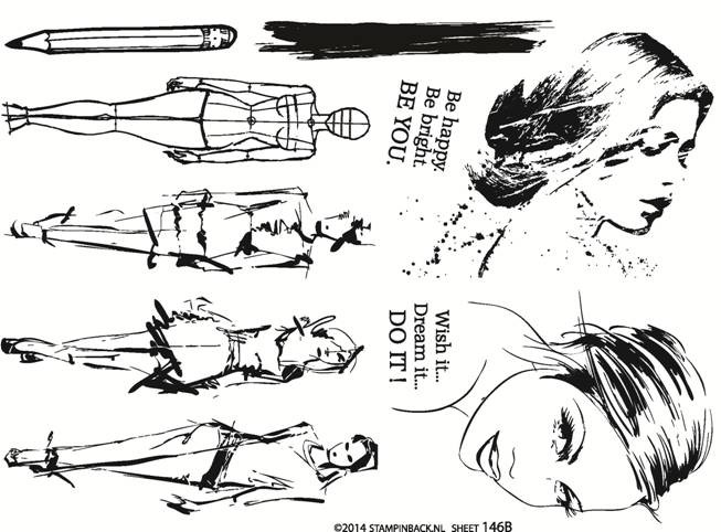 Fashion Model Sketches, Women, Pencil  Fashionista rubber stamps Sb146B1