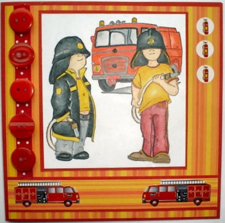 Boys playing as firefighter, soldier, pilot, Plane , fire engine, rubber stamps SB100A