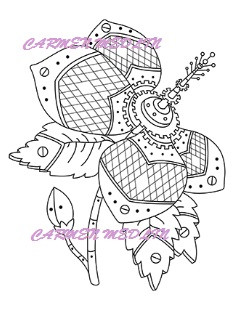 Steampunk Flower - Small rubber stamp