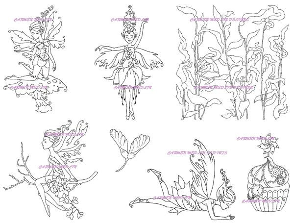 Zen Beauties Collection Sea Fairies, Kelp Forest, Steampunk Cupcake rubber stamps