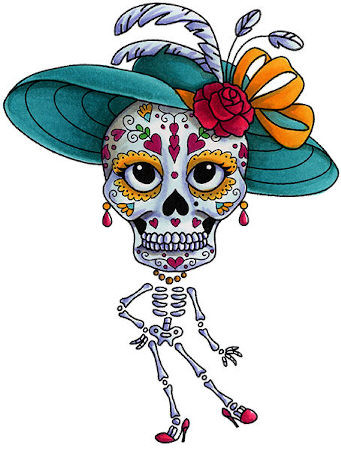 Mrs. Bones Sugar Skull Skeleton Day of the Dead art rubber stamp Carmen Medlin Designs