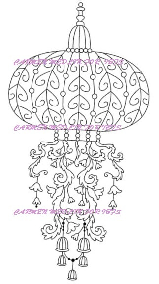 Jellyfish Lantern rubber stamp