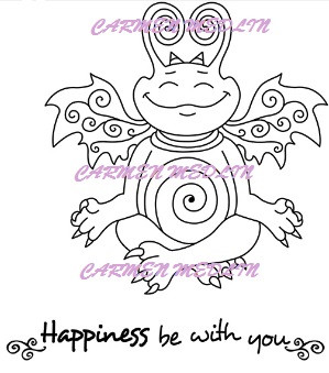 Got Zen? Yoga Dragon and Sentiment rubber stamp