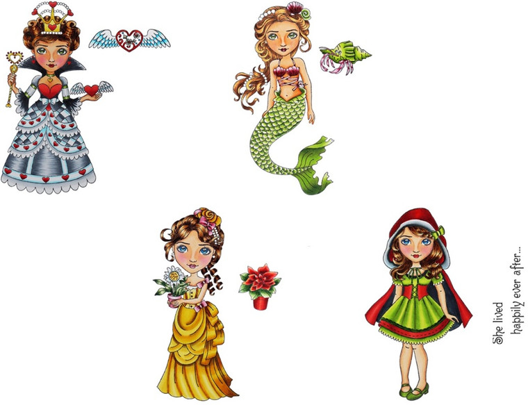 Little Red Riding Hood, Queen of Hearts, Mermaid  Rubber Stamps The Eyes of Fables Collection