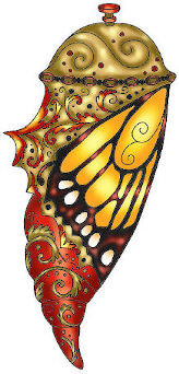 Butterfly Chrysalis Change rubber stamp Carmen Medlin Designs