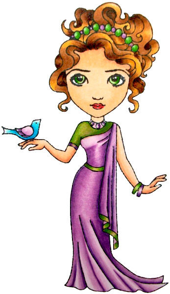 Woman with Bird rubber stamp Classic Eyes Carmen Medlin Designs 