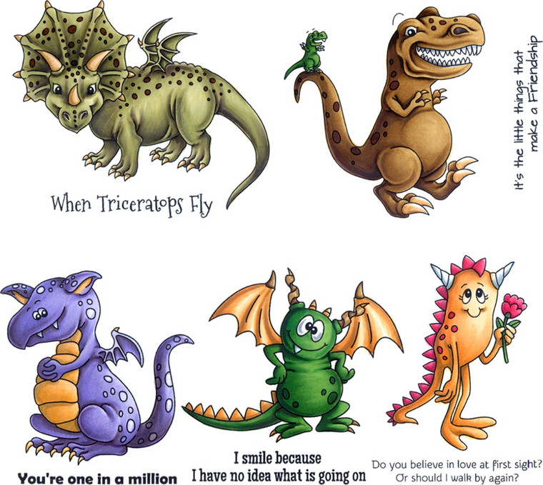 Whimsical TRex, Triceratops and Monsters Curiosities Full Set Carmen Medlin Designs