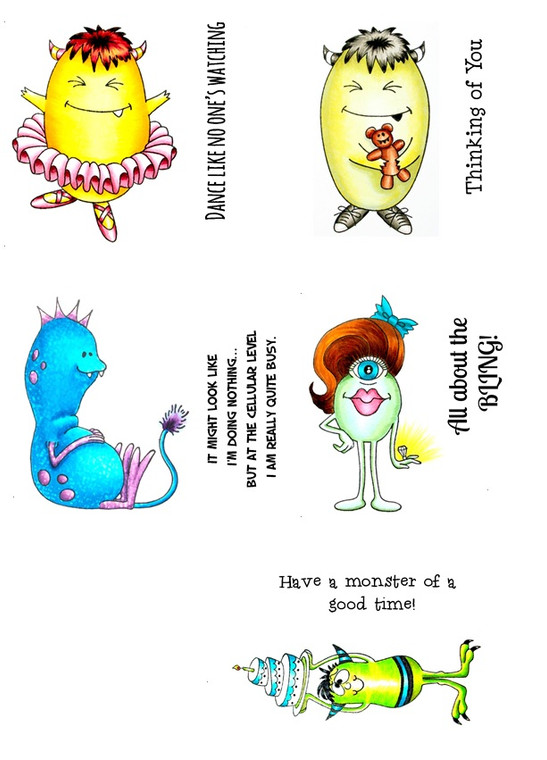 Monsters Curiosities Set 1 rubber stamps Carmen Medlin Designs