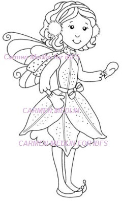 Stargazer Flower Fairy rubber stamp Carmen Medlin Designs