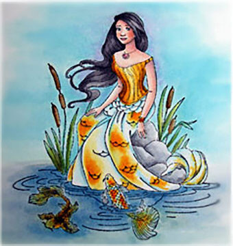 Sirens Call Mermaid sitting on rocks rubber stamp