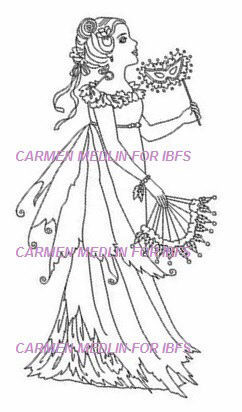Masquerade Woman in fantasy costume rubber stamp