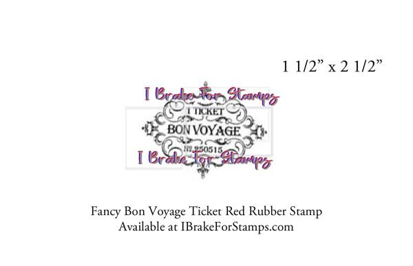 Fancy Bon Voyage Ticket Rubber Stamp SB154-7 1