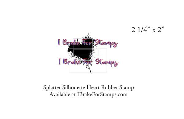 Splattered Silhouette Heart Rubber Stamp SB137-8 1