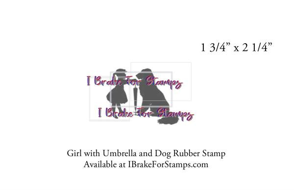Girl and Dog Looking Eye to Eye Silhouette Stamp SB137-9 1