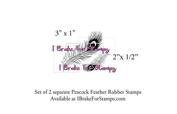 Set of 2 Peacock Feather Rubber Stamps SB132-1 1
