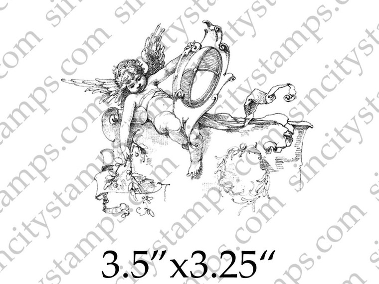 Cherub Border Background Art Rubber Stamp SC81-1