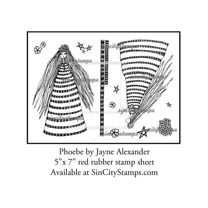 Phoebe Art Doll Rubber Stamp Sheet designed by Jayne Alexander SCJAA-1