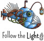 Lantern Fish with sentiment art rubber stamps Steampunk Mech style Incandescent Light Set