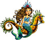 Arctic Princess Mermaid on Seahorse Rubber Stamp Carmen Medlin Designs