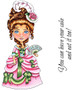 Woman in fancy Queen gown Bonjour Eyes Set rubber stamp Carmen Medlin Designs