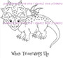 Triceratops with wings Miracles Happen rubber stamps Carmen Medlin Designs