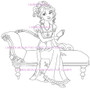 Regency Era Costumed Woman seated rubber stamp