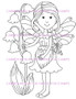 Lilette Fairy with flower dress rubber stamp