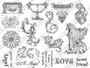 Angel Art Classic style Flourishes Harp Medallion Rubber Stamp Sheet SC70