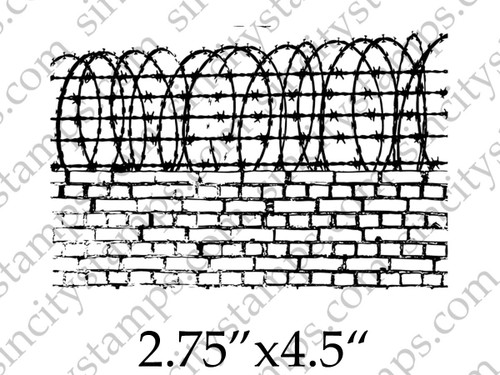 Barbed Wire Brick Wall Background Border Texture Art Rubber Stamp ...