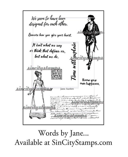 Words by Jane Man & Woman Figures Sentiments Rubber Art Stamp Sheet