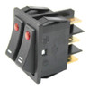 Switch (2x circuits) - SPST RED Lamp O-I - SPST RED Lamp O-II - 250V - 22x30mm - LELIT MC018