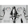 Steam and extraction pressure gauges with subtle white faces and high quality chrome style bezel.