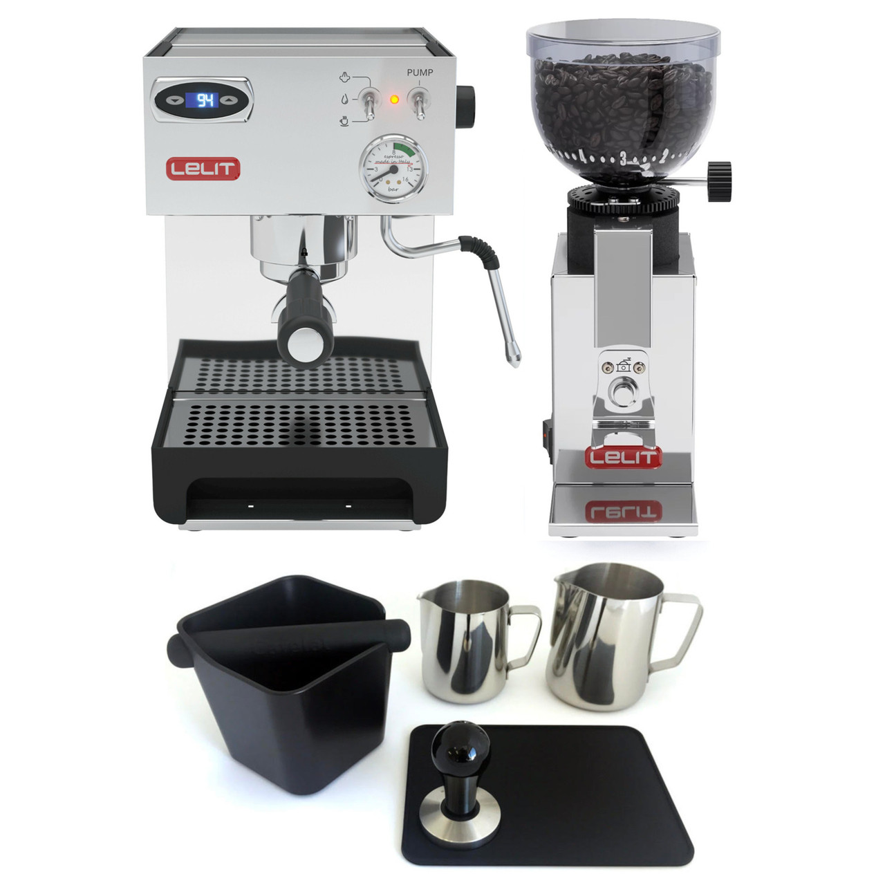 LELIT PL41TEM ANNA PID Espresso Coffee Machine - LELIT PL043 FRED Coffee  Grinder - Package - With Accessories - ESPRESSO MACHINE COMPANY