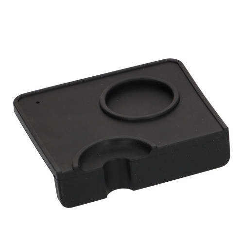 Coffee Tamping Mat with Edge Tamper Holder - SILICONE RUBBER - BLACK