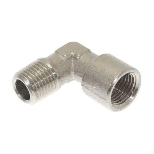 Fitting L-Shaped 90 Degree Elbow - 1/4" BSPM - 1/4" BSPF - NICKEL PLATED BRASS