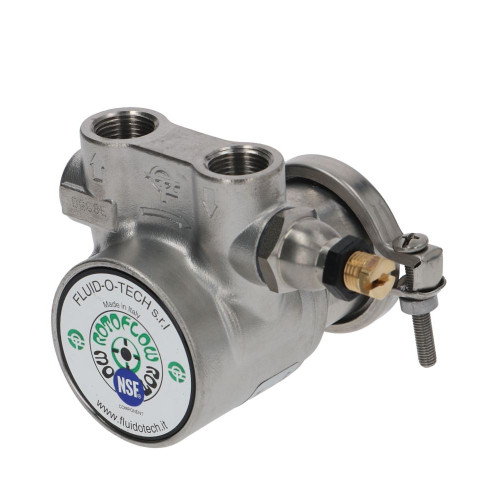 Rotary Vane Pump  - Clamp Fitting Flat Shaft - 3/8" F GAS/BSP 150 L/h - Stainless Steel - FLUID-O-TECH ROTOFLOW