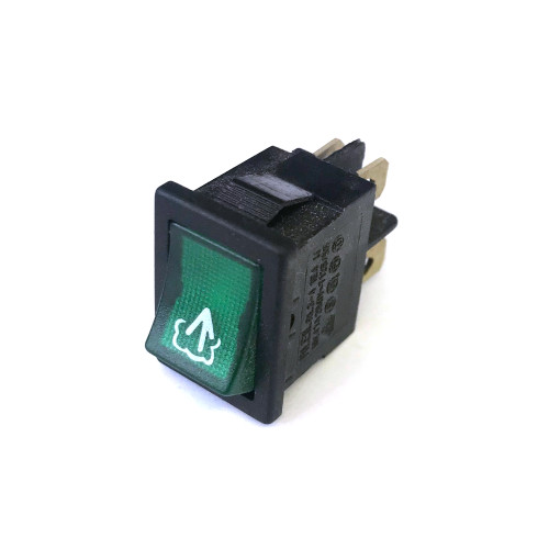 Green Illuminated DPST Switch "Steam" - 21x15 mm - 16A 250V