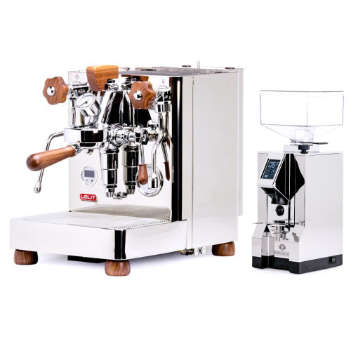 LELIT PL162T BIANCA e61 Double Boiler PID 0.8/1.5L Espresso Coffee Machine - V2 - EUREKA MIGNON SPECIALITA Coffee Grinder - CHROME - Package