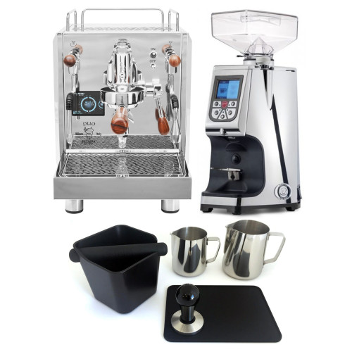 BEZZERA DUO e61 Double Boiler PID 0.45/1.0L Espresso Coffee Machine - EUREKA ATOM Coffee Grinder - CHROME - Package - With Accessories