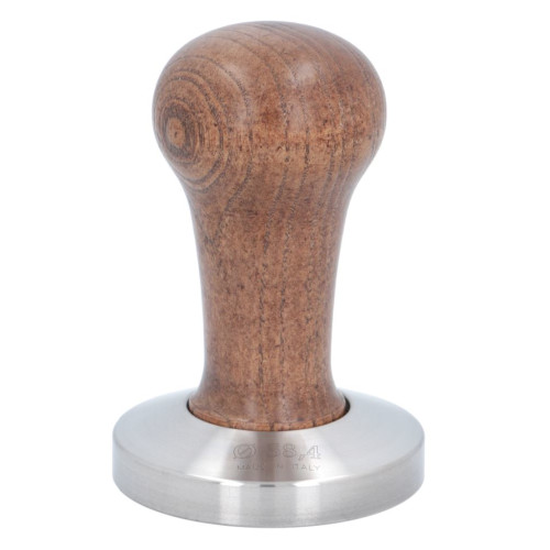 Coffee Tamper 58.4mm Flat - BROWN WOOD and STAINLESS STEEL - PRECISION