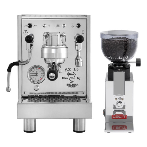 BEZZERA BZ10 1.5L Espresso Coffee Machine - LELIT FRED Doser-less Coffee Grinder - Package