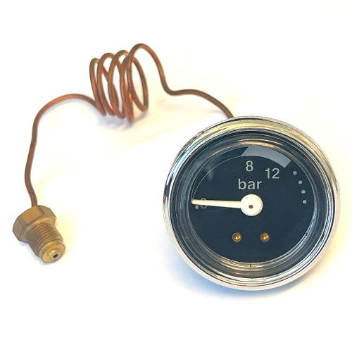 Pump Pressure Gauge / Manometer - Black Face - 12 Bar - OD 52mm Hole 40mm 1/8" BSPM Connection - LELIT CVMC185