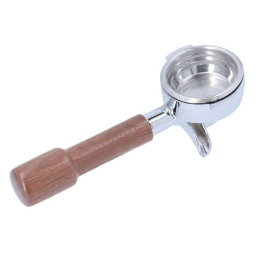 Filter holder 2 Cup Double - e61 Commercial - Shaped WALNUT WOOD Handle