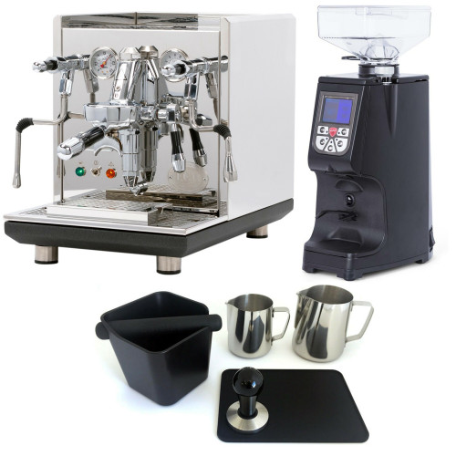 ECM SYNCHRONIKA e61 Double Boiler PID 0.75/2L Espresso Coffee Machine - V3 - STAINLESS STEEL - EUREKA ATOM Coffee Grinder - BLACK - Package - With Accessories